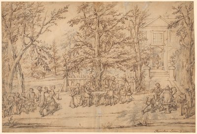 Fête de jardin dans une maison de campagne - Marcellus Laroon II