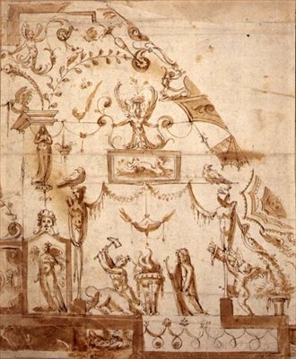 Conception pour un plafond grotesque - Marco (fl.1565 88) (circle of) Marchetti