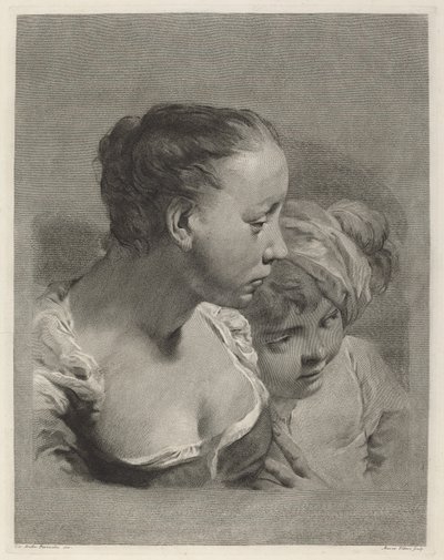 Jeune femme et garçon face à droite - Marco Alvise Pitteri after Giovanni Battista Piazzetta