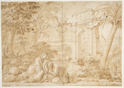 Scène de la fuite en Égypte - Marcantonio Franceschini