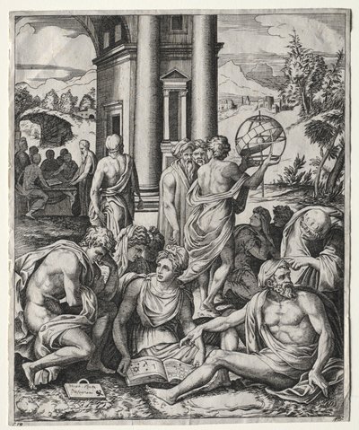 Une assemblée de savants, vers 1515-1527 - Marco Dente