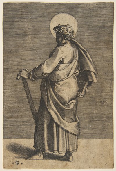 Saint Simon debout face à gauche, tenant une scie et un livre, ca. 1515-27 - Marco Dente
