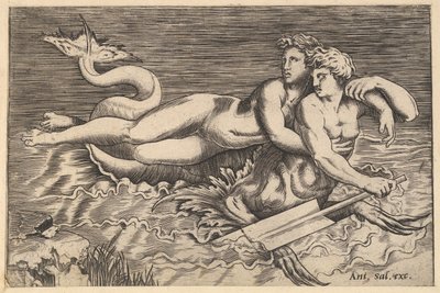 Speculum Romanae Magnificentiae : Un Triton emportant une Nymphe - Marco Dente