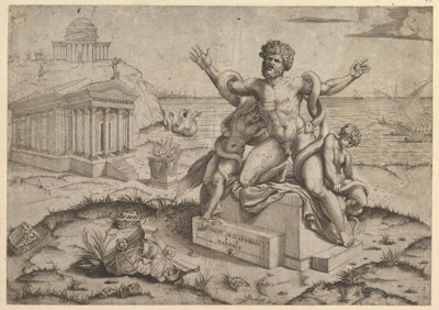 Speculum Romanae Magnificentiae: Bas-reliefs antiques avec Laocoon, vers 1516-20 - Marco Dente