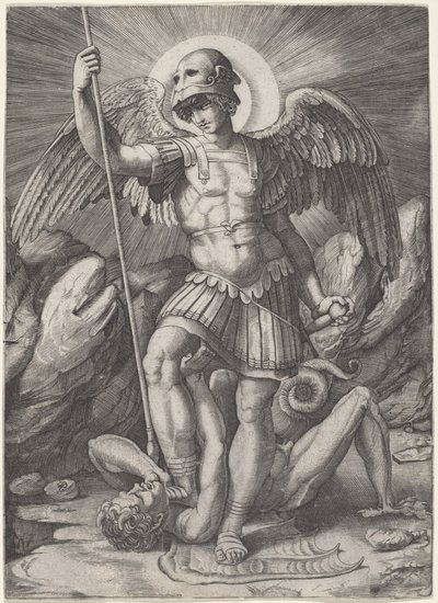 Saint Michel - Marco Dente after Raphael