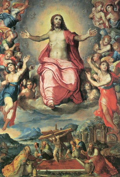 French : Le pressoir mystique et le Christ dans la gloire - Marco Pino