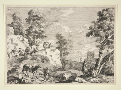 Paysage avec quatre cavaliers - Marco Ricci