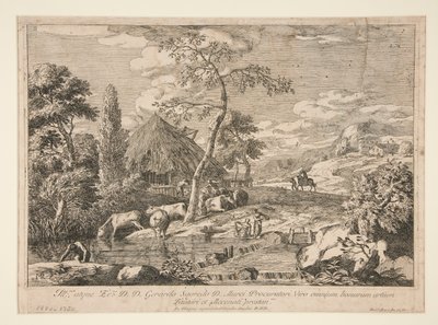 Paysage avec un troupeau de bovins - Marco Ricci