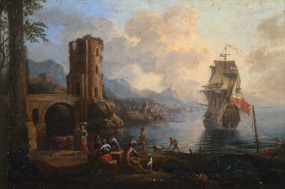 Paysage marin avec personnages - Marco Ricci