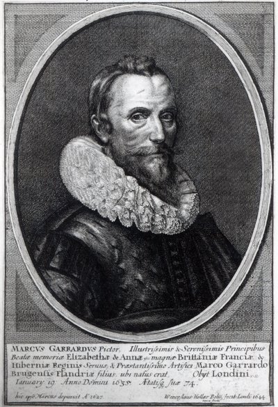 Autoportrait, gravé par Wenceslaus Hollar, 1644 - Marcus Garret Gheeraerts the Younger