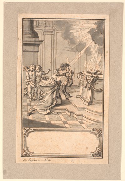 Une femme agenouillée devant un autel avec un cœur brûlant - Marcus Tuscher