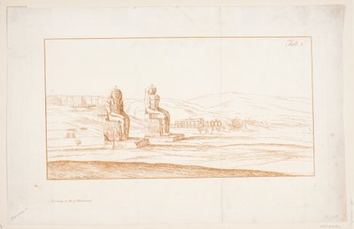 Illustration pour "Dessins de quelques ruines et statues colossales à Thèbes en Égypte avec un compte rendu de la renommée dans une lettre à la Royal Society", Londres 1741 - Marcus Tuscher