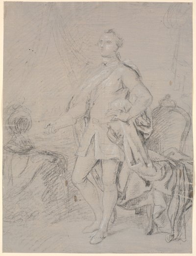 Esquisse de portrait en pied. Préparation pour le tableau de famille de Chr. VI (Rosenborg)? Frederik V en tant que prince héritier - Marcus Tuscher