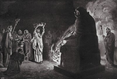 Sacrifice phénicien à Moloch (lithographie) - Margaret (after) Dovaston