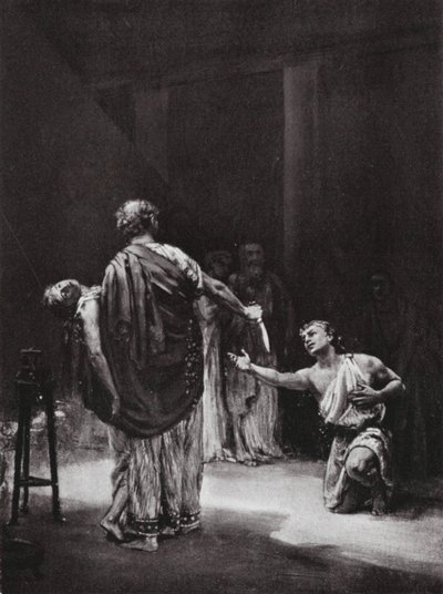 Aristodème de Messénie sacrifie sa fille (litho) - Margaret (after) Dovaston