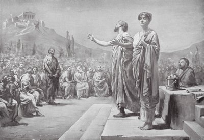 Périclès plaidant pour Aspasie (litho) - Margaret (after) Dovaston