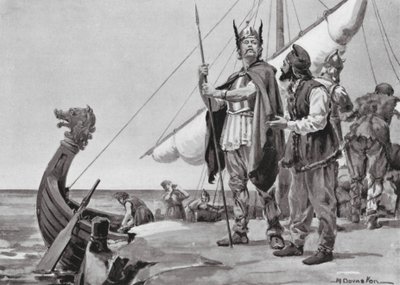 Départ de Rurik pour le pays des Slaves, 862 ap. J.-C. (lithographie) - Margaret (after) Dovaston