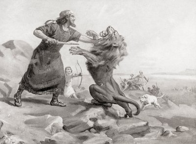 Tiglath-Pileser tuant un lion, tiré de Hutchinson