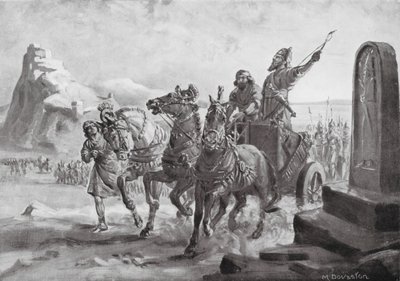 Tiglath-Pileser IV devant la citadelle de Turushpa (litho) - Margaret (after) Dovaston