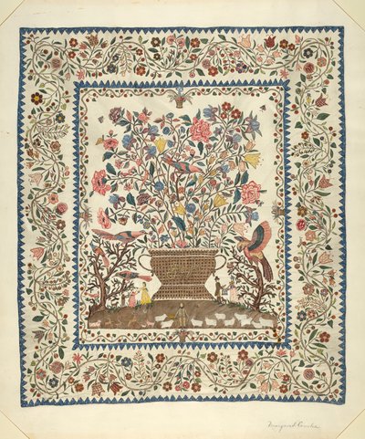 Couverture appliquée et brodée, 1935-1942 - Margaret Concha