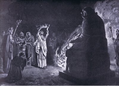Sacrifice phénicien à Moloch (lithographie) - Margaret Dovaston