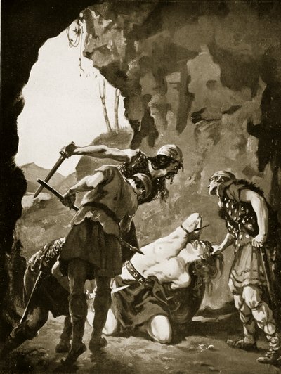 Constantin II tué par les Danois, 881 après J.-C., illustration tirée de "Hutchinson