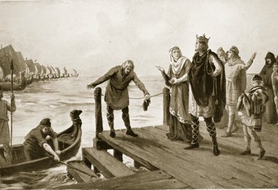 Edgar le pacifique tenant une revue navale, illustration tirée de "Hutchinson