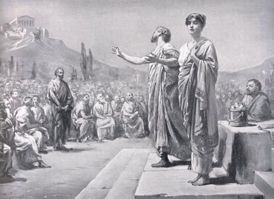 Périclès plaidant pour Aspasie, illustration tirée de "Hutchinson