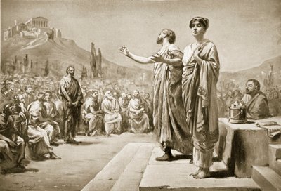 Périclès plaidant pour Aspasie, illustration tirée de "Hutchinson