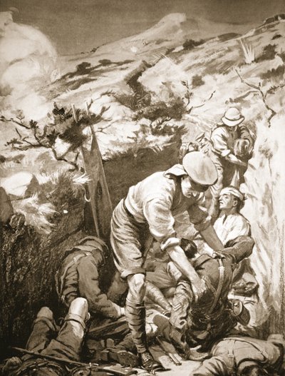 Les soldats Druall et Smith évacuent les blessés d
