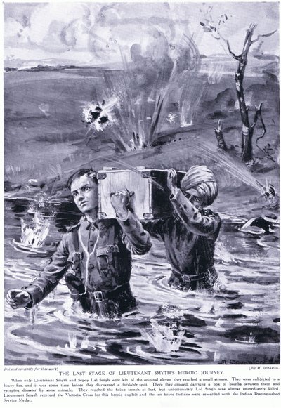La dernière étape du voyage héroïque du lieutenant Smyth : Décoré de la Croix de Victoria en mai 1915 (lithographie) - Margaret Dovaston
