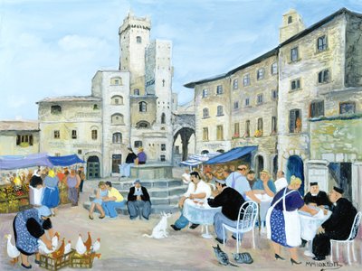 Déjeuner sur une place de marché, Toscane - Margaret Loxton