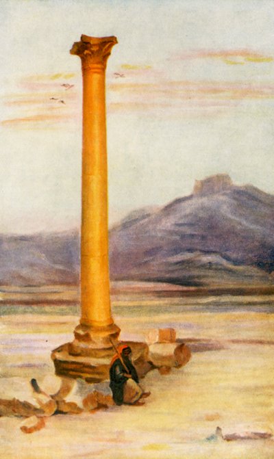 Colonne Solitaire, Palmyre (lithographie en couleur) - Margaret Thomas