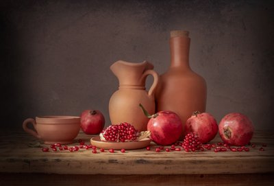 Nature morte aux grenades aux couleurs terreuses - Margareth Perfoncio