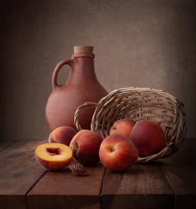 Nature morte aux pêches fraîches - Margareth Perfoncio