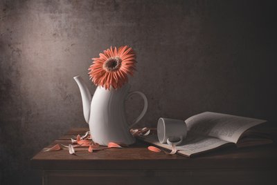 Théière cassée « Orange Daisy » - Margareth Perfoncio