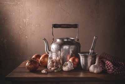 Nature morte dans une cuisine rustique - Margareth Perfoncio