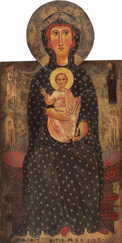 Madone et Enfant en majesté avec quatre saints, vers 1240-1245 - Margarito d