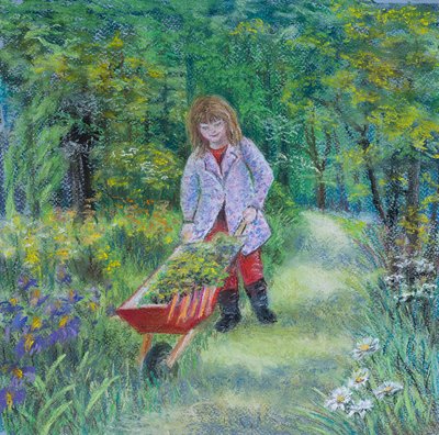 Aider grand-père dans le jardin - Margo Starkey