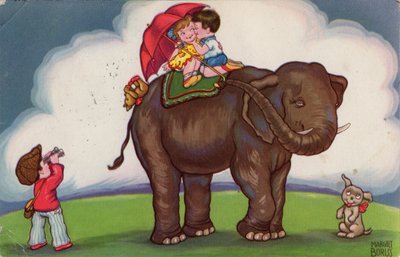 Enfants montant sur un éléphant, 1932 - Margret Boriss