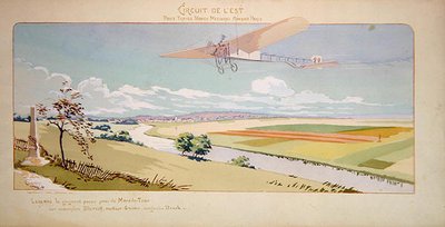 Comte Charles de Lambert dans un monoplan Blériot vole le circuit ouest, publié par Mabileau, Paris - Marguerite (fl.1909 14) Montaut