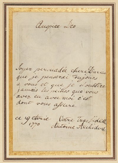 Lettre autographe à Thérèse ou Barbe Durieux, datée du 19 avril 1770 - Maria Antonia Josepha Johanna von Habsburg Lothringen