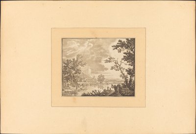 Paysage avec rivière et ville - Maria Catharina Prestel after Jan van Huysum