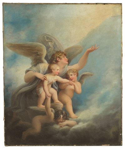 Un ange et des putti accompagnant l