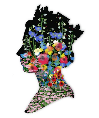Sa Majesté la reine Élisabeth II, hommage floral, 2022 (aquarelle, numérique) - Marianna Kulukundis