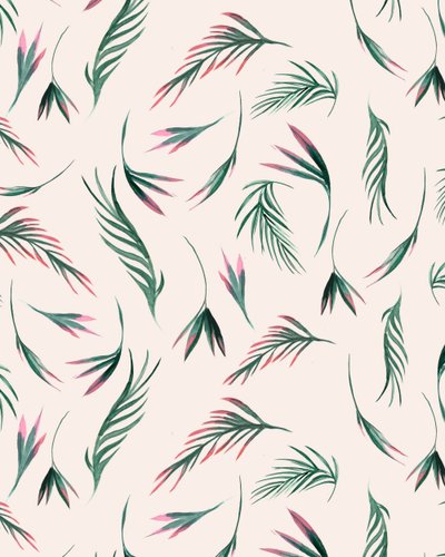 Feuilles tropicales en rose, 2020 (aquarelle) - Marianna Kulukundis