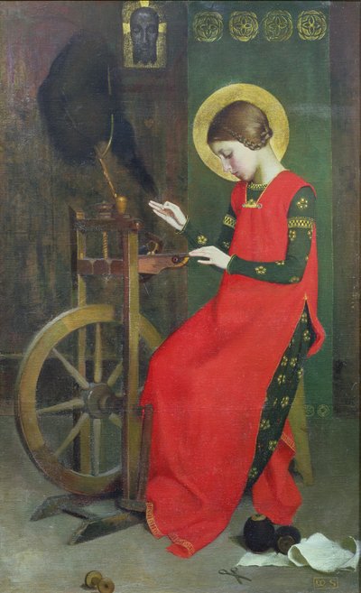 Sainte Élisabeth de Hongrie filant de la laine pour les pauvres, vers 1895 - Marianne Stokes