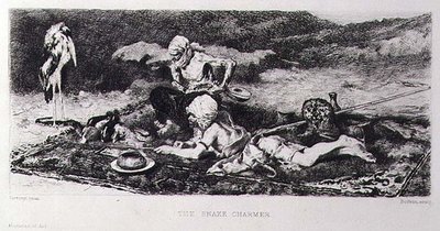 Le charmeur de serpents, gravé par Emile Boilvin - Mariano (after) Fortuny
