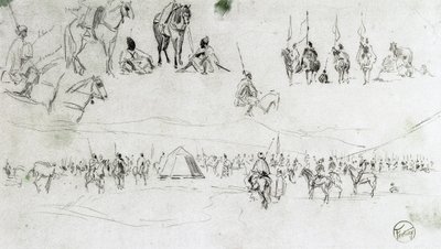 Paysage avec militaires espagnols et Maures - Mariano Fortuny y Marsal
