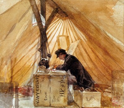Notre tente. Peinture de Mariano Fortuny (1838-1874). Aquarelle, exécutée pendant la guerre d
